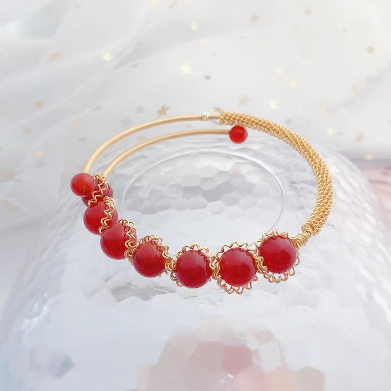 Hand-Woven 14K Gold Filled Red Agate Bracelet - Premium Handmade Bangle Wholesale