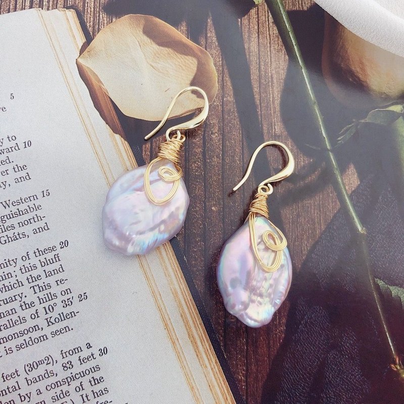 Elegant Pink Baroque Irregular Pearl Earrings - High-End Socialite Style Jewelry