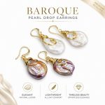 14K Gold Plated Baroque Freshwater Pearl Stud Earrings - Retro French Pink Purple Pearl Studs Hong Kong Style Jewelry - Image 2