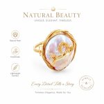 Baroque Pearl Ring - Sweet Pink Pearl Single Loop Social Media Viral Trend Adjustable Statement Ring Style C - Image 2