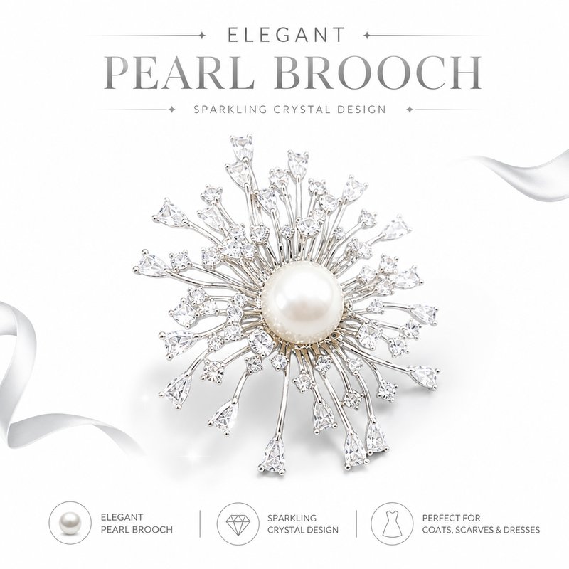Pearl Floral Brooch for Women - Baroque Pearl Brooch Pin Chinese Chic Vintage Waist Clip Christmas Gift Style H XZ190003