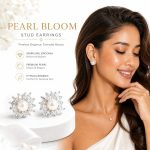 Pearl Stud Earrings - S925 Sterling Silver Post Minimalist Statement Trendy Niche Design Ear Studs for Women - Image 3