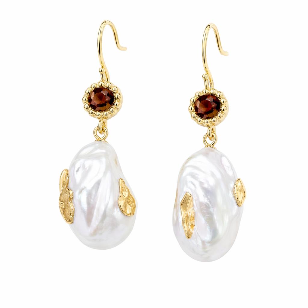 1780583998827-s25dcvoare1y7i0uvkv1dkm3o9gi8ale.jpg 14K Gold Plated Baroque Freshwater Pearl Earrings - Retro French Pink Purple Pearl Drop Dangle Earrings Hong Kong Style Jewelry - Image 1