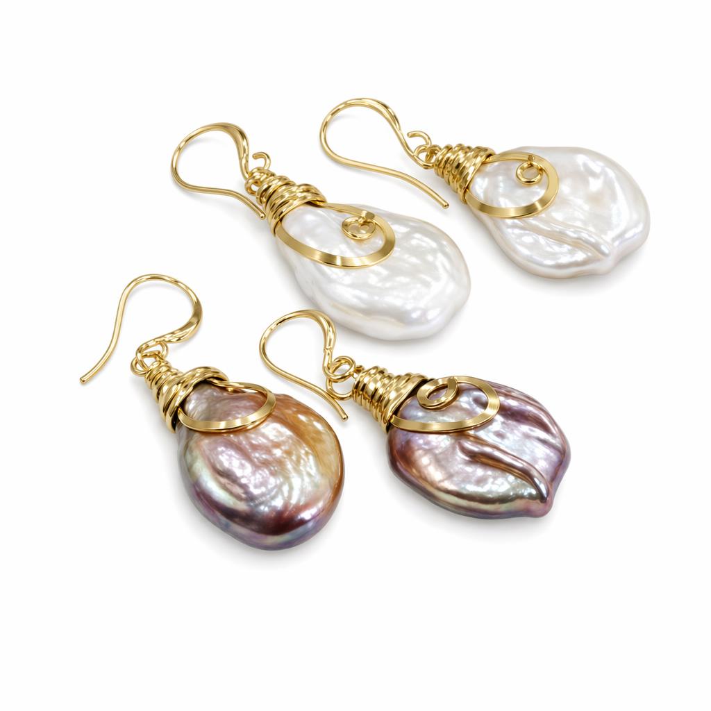 1780584055102-9sdcvija1apu6vnekr7lltzc0wel0u93.jpg 14K Gold Plated Baroque Freshwater Pearl Stud Earrings - Retro French Pink Purple Pearl Studs Hong Kong Style Jewelry - Image 1