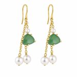 Long Tassel Agate Threader Earrings - Elegant Silver Needle Drop Dangle Earrings Fashion Jewelry for Women