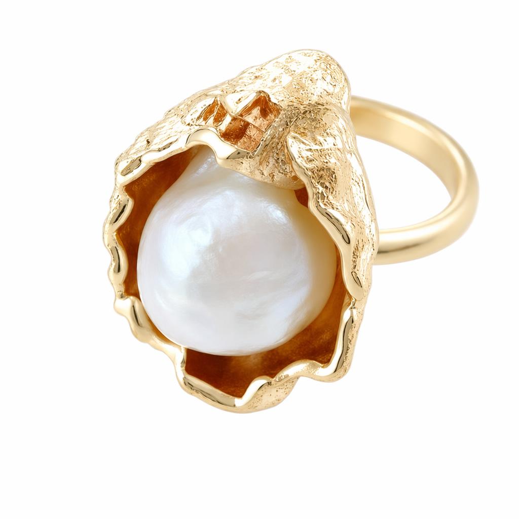 1780585407041-ghsfy3yb209t2rdif4y0a0fri3h8axcr.jpg Baroque Pearl Ring - Sweet Pink Pearl Single Loop Social Media Viral Trend Adjustable Statement Ring - Image 1