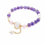 Fashion Crystal Beaded Pearl Bracelet - Natural Baroque Irregular Pearl Strand Light Luxury Friendship Gift Style B