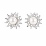 Pearl Stud Earrings - S925 Sterling Silver Post Minimalist Statement Trendy Niche Design Ear Studs for Women