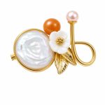 Pearl Floral Brooch for Women - Baroque Pearl Brooch Pin Chinese Chic Vintage Coat Waist Clip Fashion Jewelry Style B