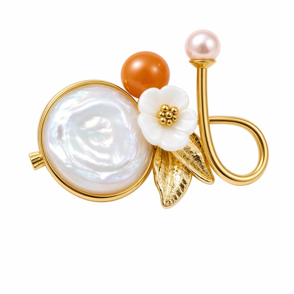 1780588775435-ezafp384d0j4u3uofbtw9g4l1k6tj6dj.jpg Pearl Floral Brooch for Women - Baroque Pearl Brooch Pin Chinese Chic Vintage Coat Waist Clip Fashion Jewelry Style B - Image 1