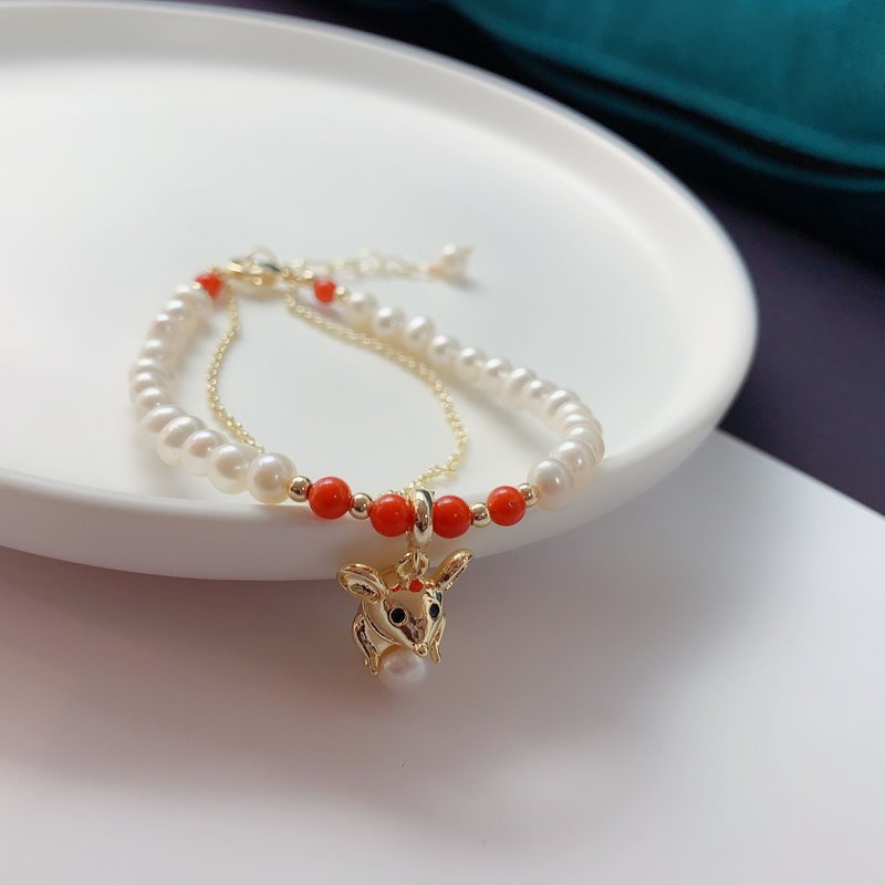Mice Love Rice Sea Bamboo Natural Pearl Bracelet - Cute Charm Bangle